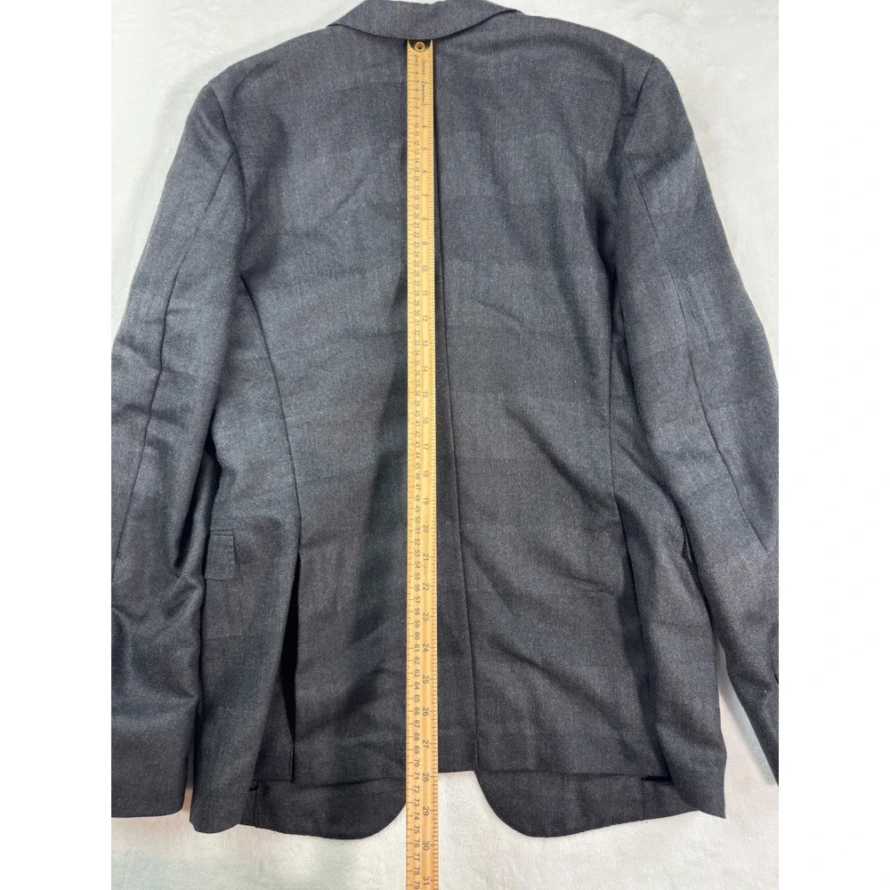 Z Zegna Mens 52L Charcoal Grey Wool Silk Herringbone Blazer Jacket Drop 8 Deco